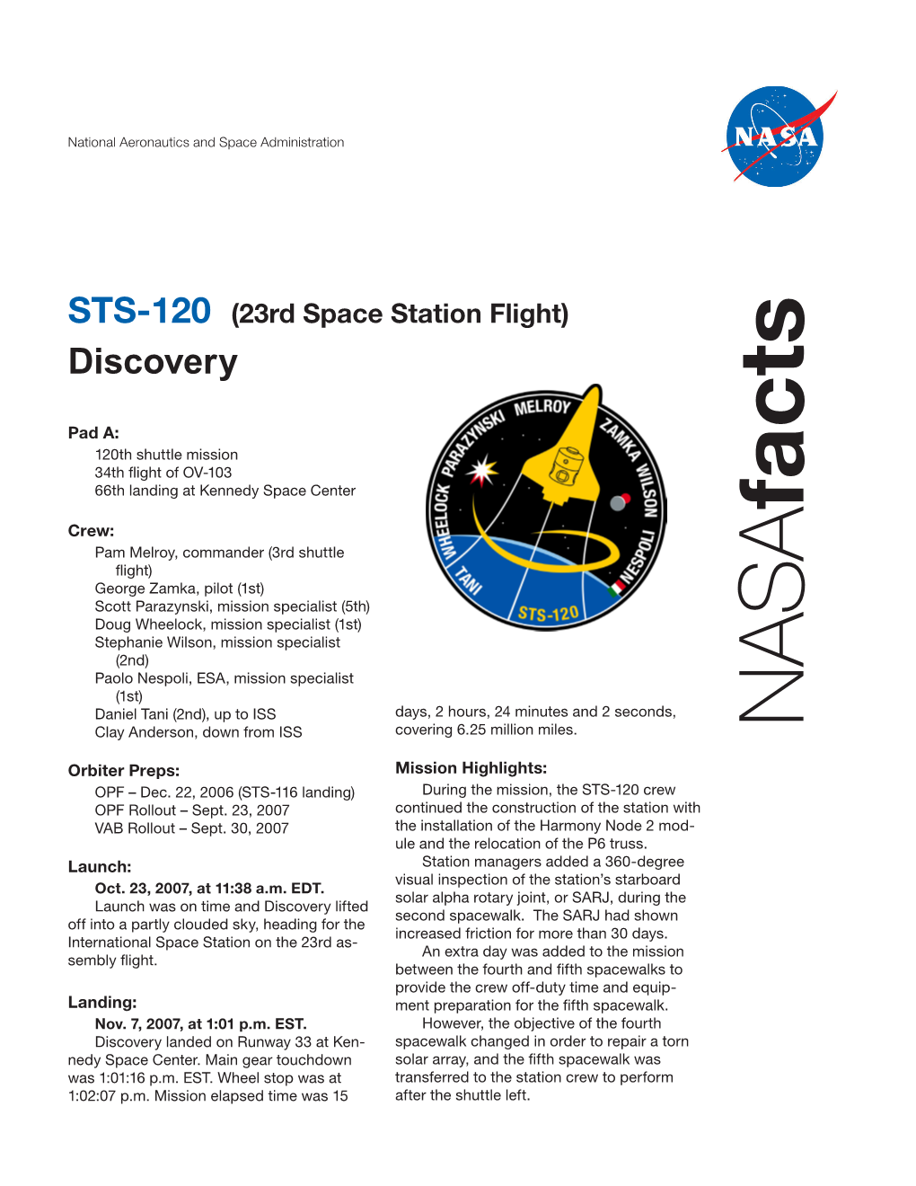 STS-120 (23Rd Space Station Flight) Discovery