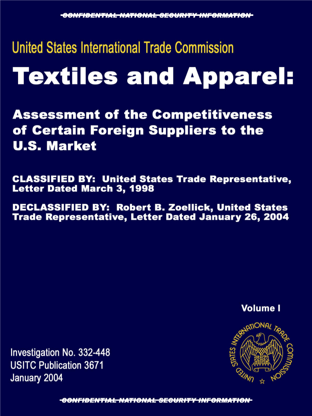 Textiles and Apparel: Assessment of the Competitiveness of Certain Foreign Suppliers to the U.S