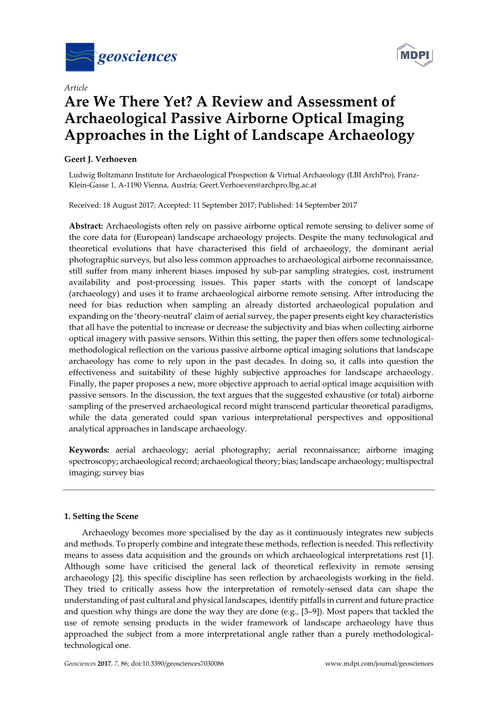 A Review and Assessment of Archaeological Passive Airborne Optical Imaging Approaches in the Light of Landscape Archaeology