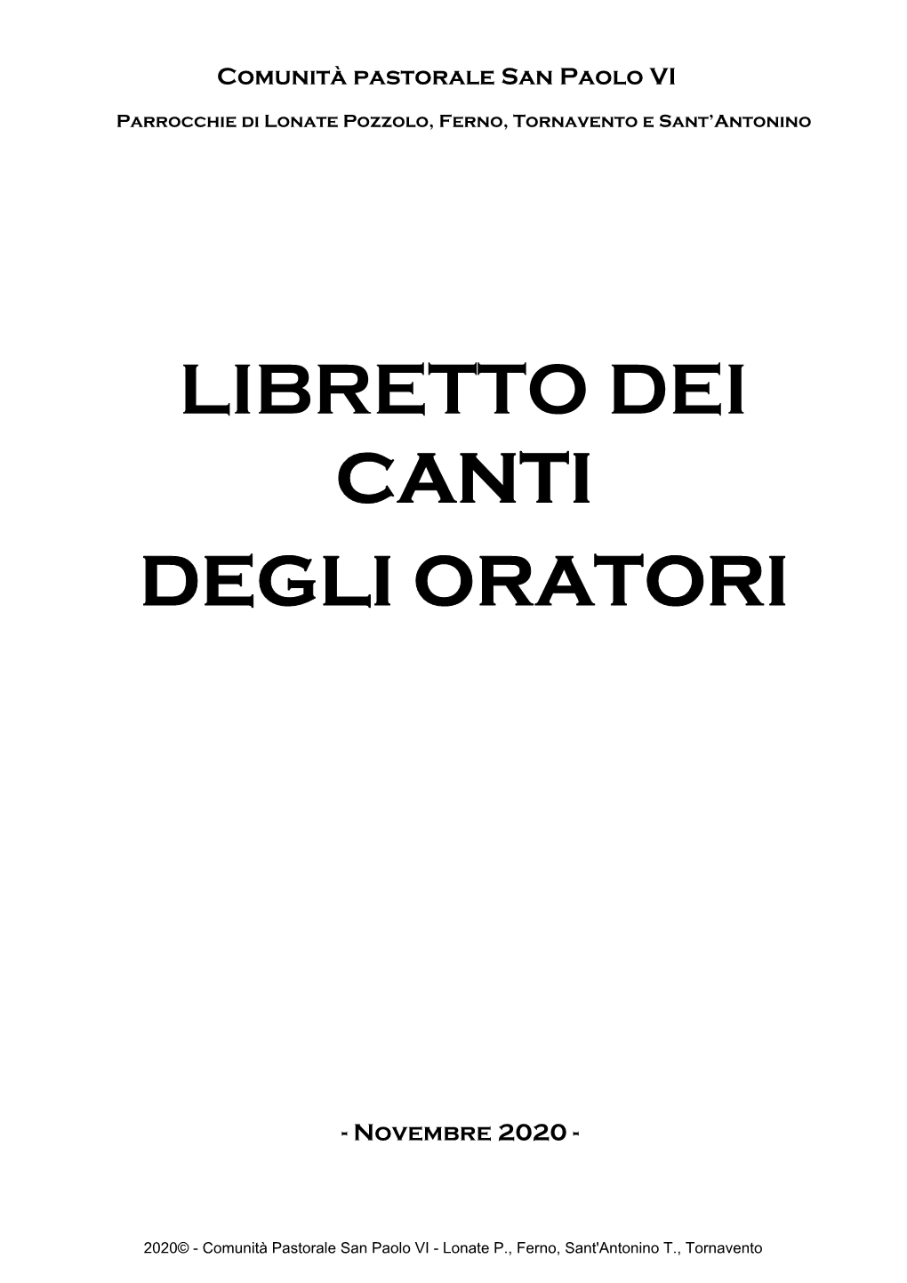 Canti Degli Oratori Libretto