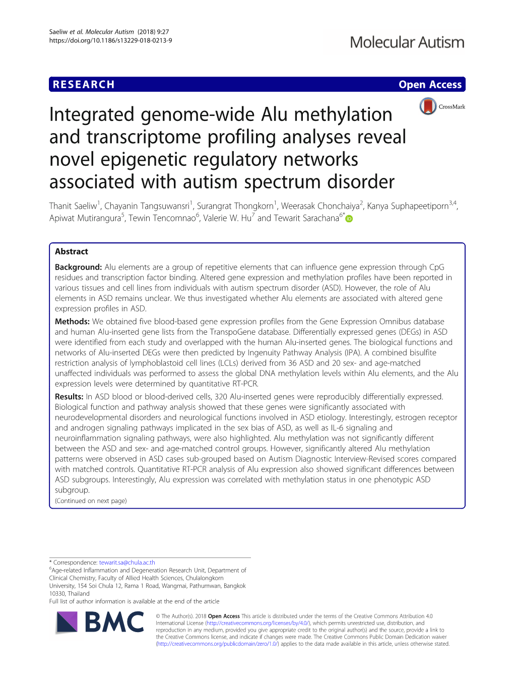 Integrated Genome-Wide Alu Methylation and Transcriptome