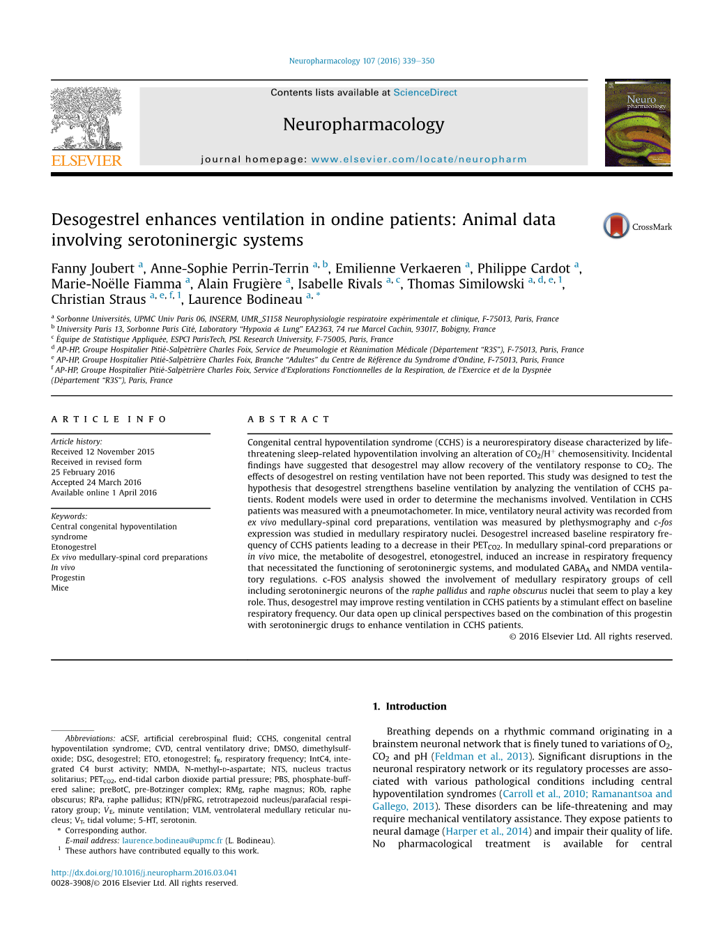 Desogestrel Enhances Ventilation in Ondine Patients: Animal Data Involving Serotoninergic Systems