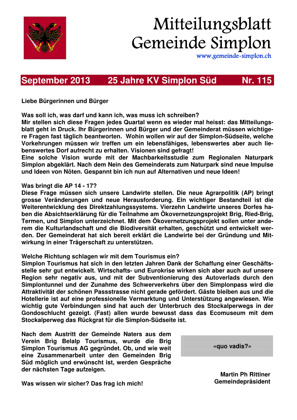 Mitteilungsblatt September 2013