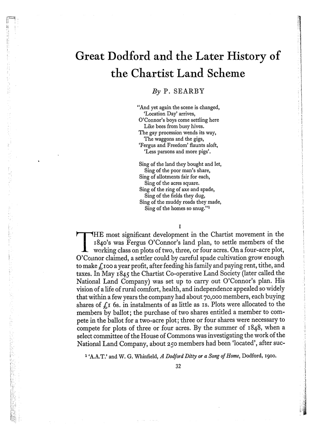 Great Dodford and the Later History of the Chartist Land Scheme )1 Ii, by P