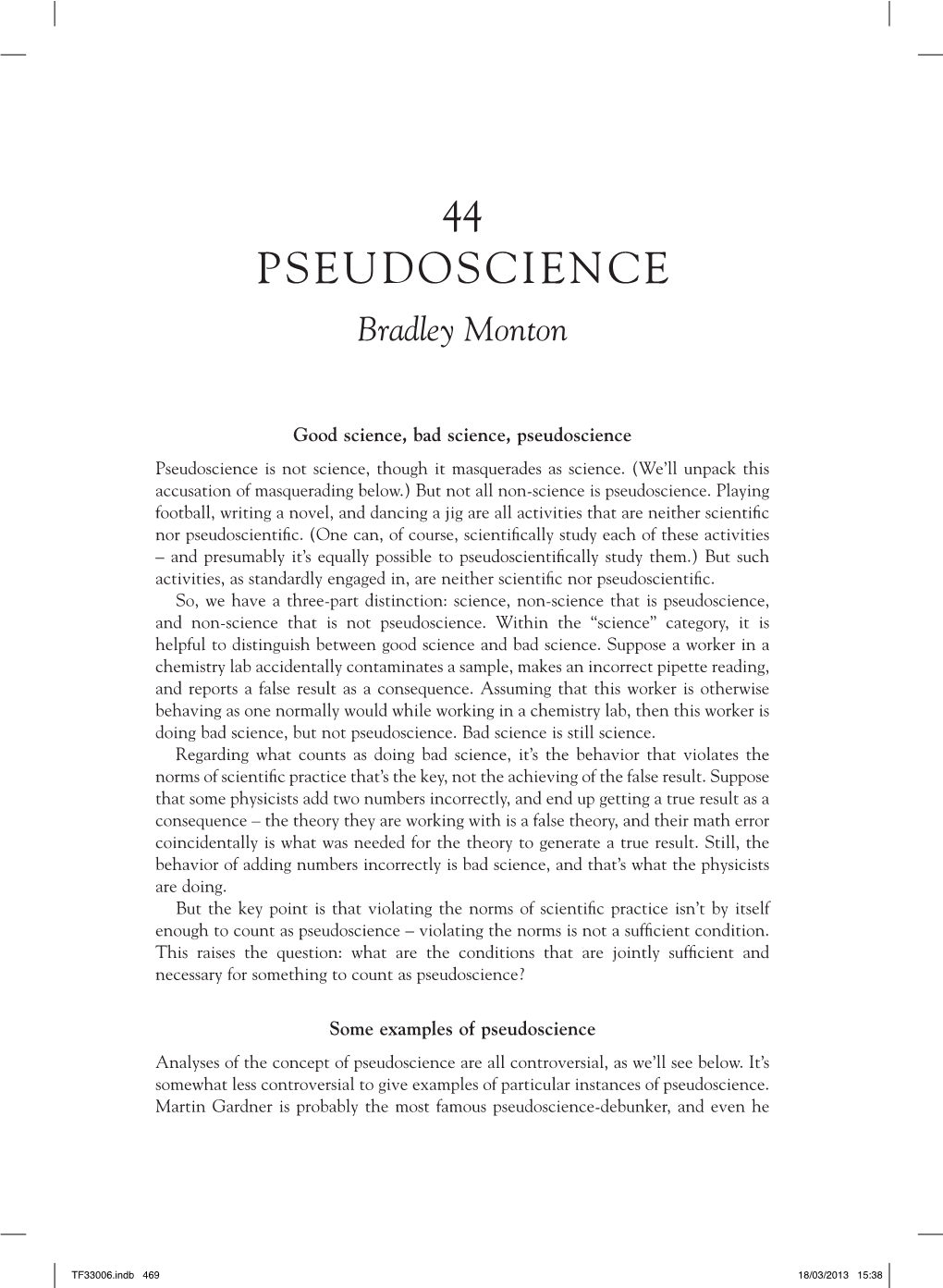 PSEUDOSCIENCE Bradley Monton