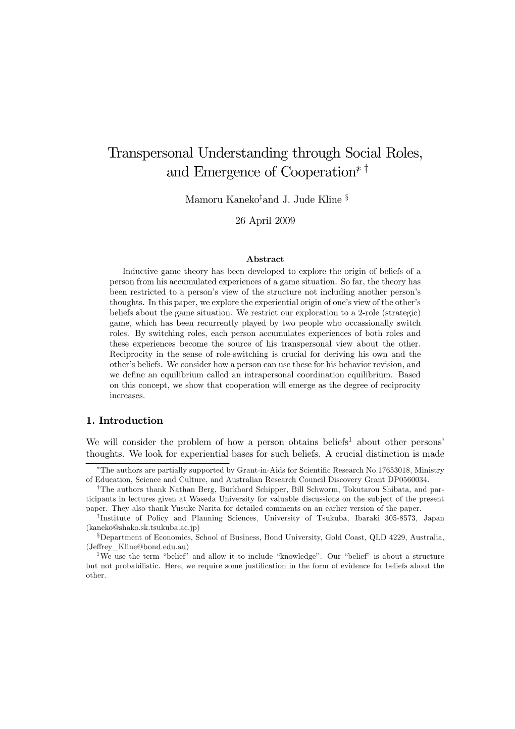 Transpersonal Understanding Through Social Roles, And