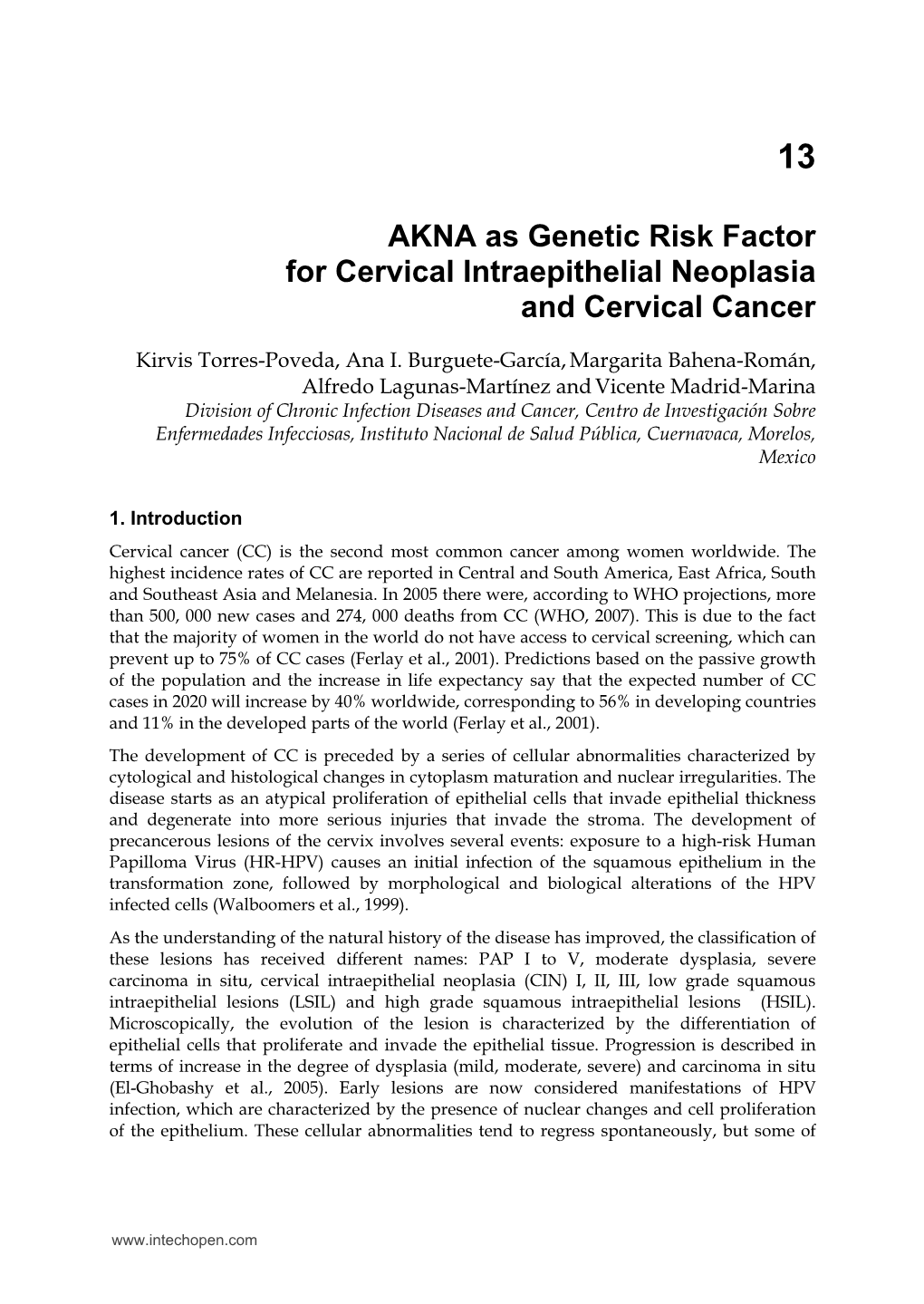 AKNA As Genetic Risk Factor for Cervical Intraepithelial Neoplasia and Cervical Cancer