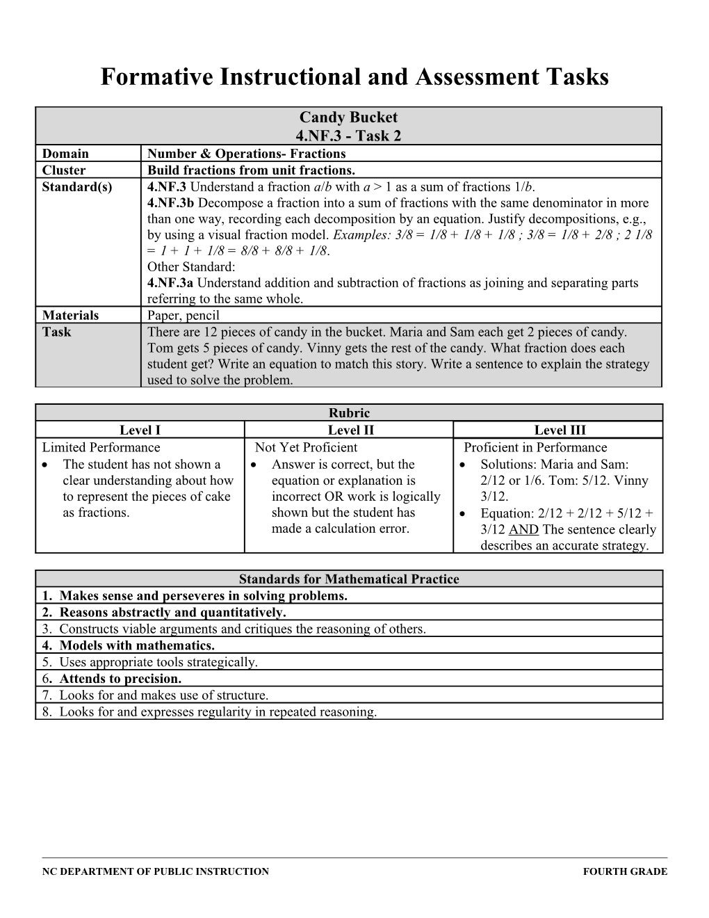 Formative Instructional and Assessment Tasks s17