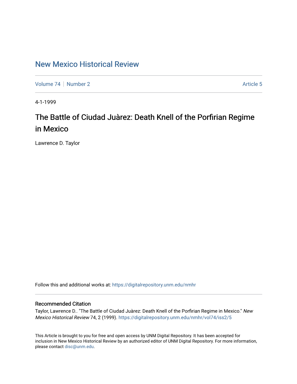 Death Knell of the Porfirian Regime in Mexico