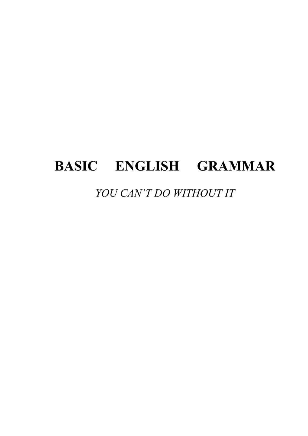 Basic English Grammar