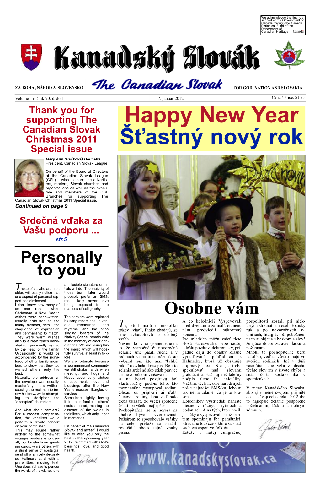 Kanadský Slovák the Canadian Slovak Newspaper
