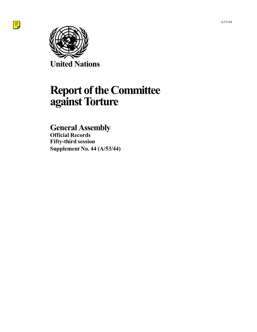 Report of the Committee Againsttorture