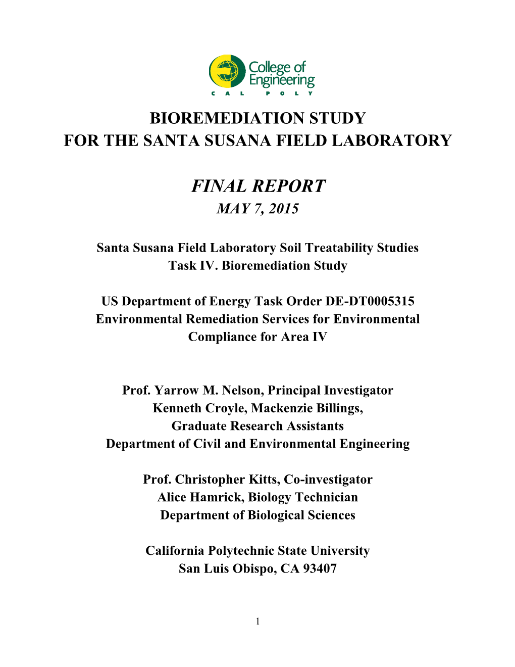 Bioremediation Study Final Report