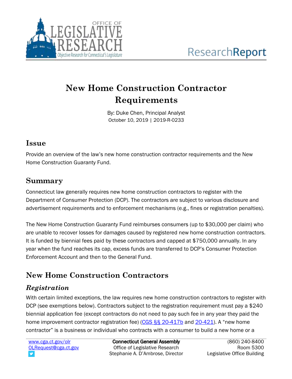 New Home Construction Contractor Requirements