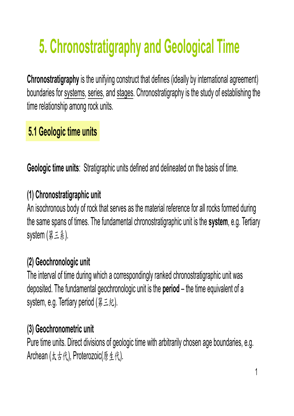 5. Chronostratigraphy and Geological Time