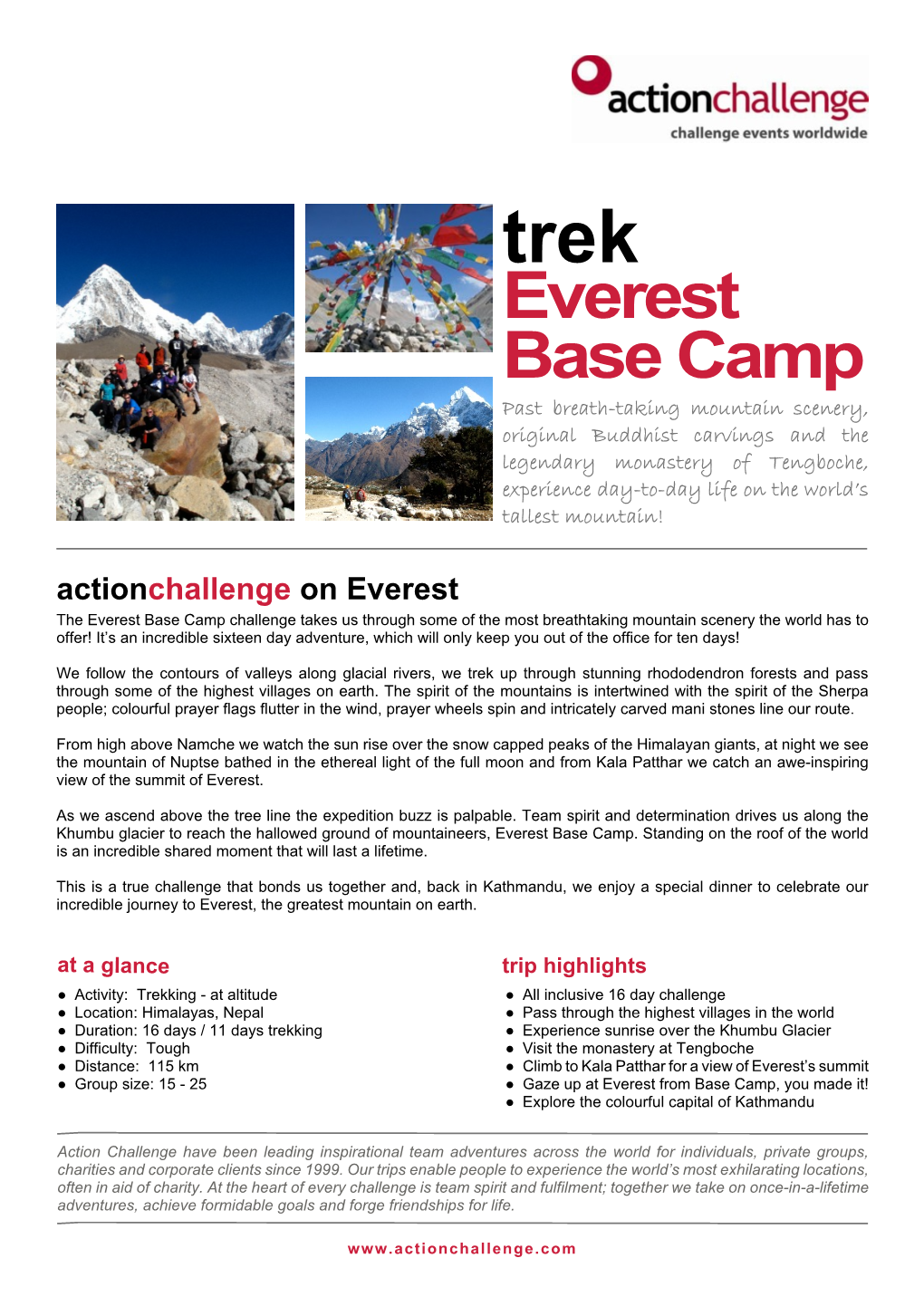Everest Base Camp Brochure