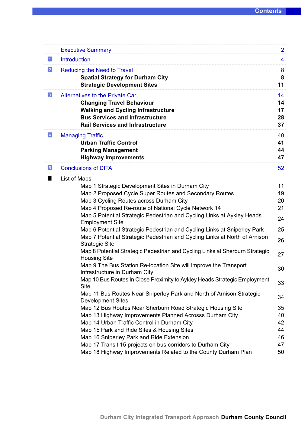 Durham City Integrated Transport Approach Durham County Council Executive Summary