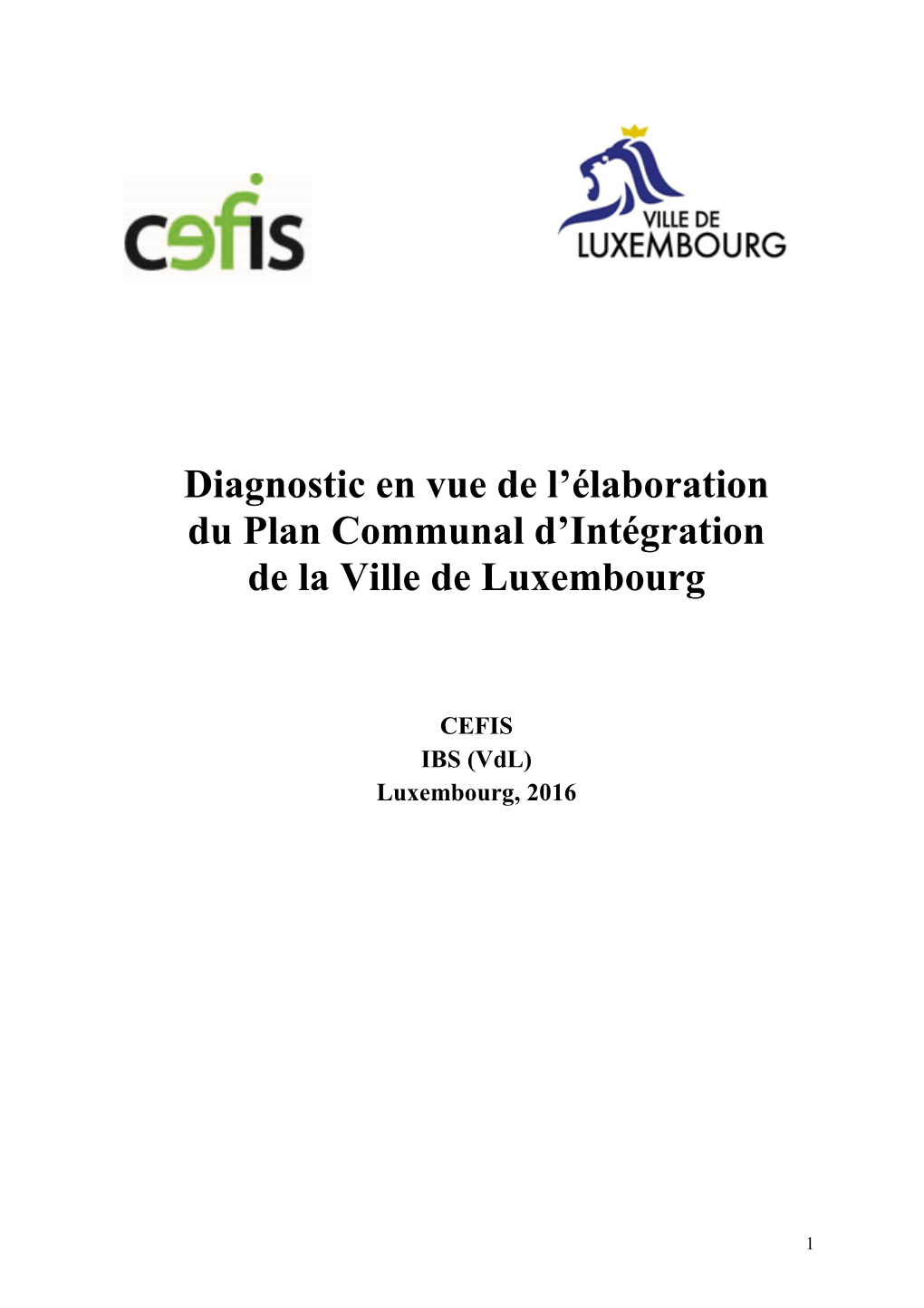 Diagnostic En Vue De L'élaboration Du Plan Communal D'intégration De La