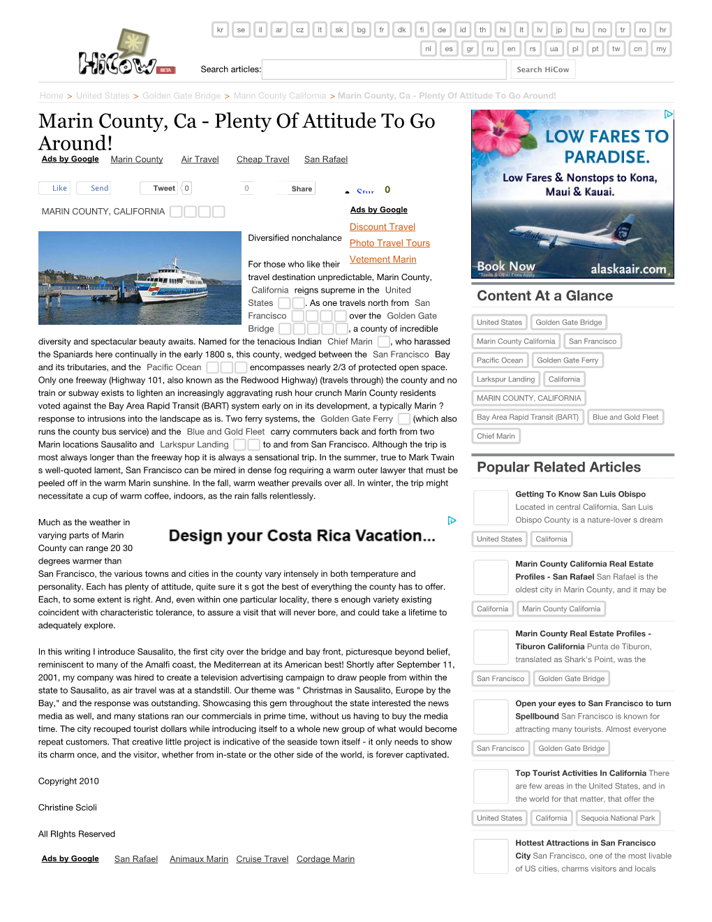 Marin County, Ca - Plenty of Attitude to Go Around! Marin County, Ca - Plenty of Attitude to Go Around! Ads by Google Marin County Air Travel Cheap Travel San Rafael