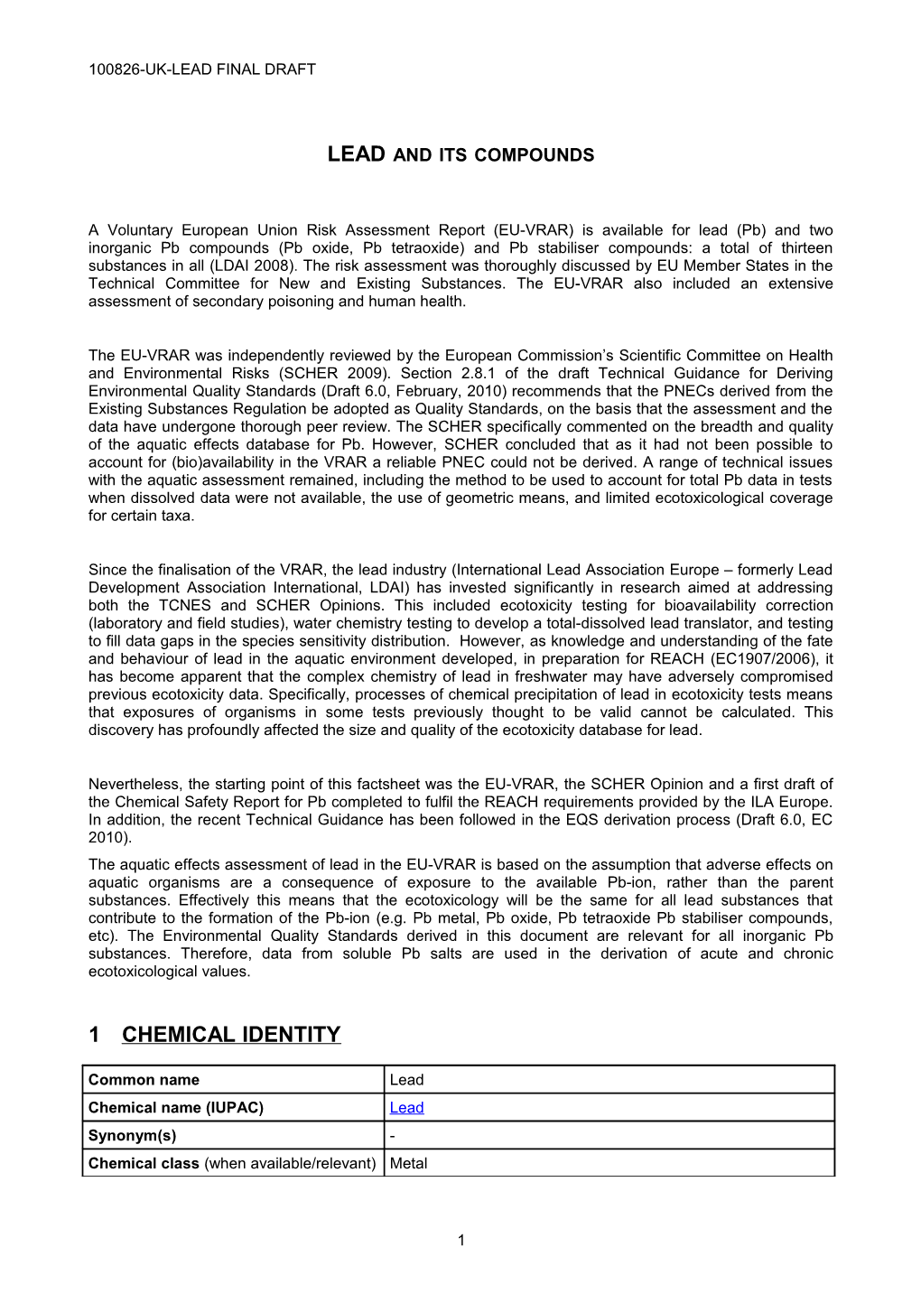 Lead and Its Compounds