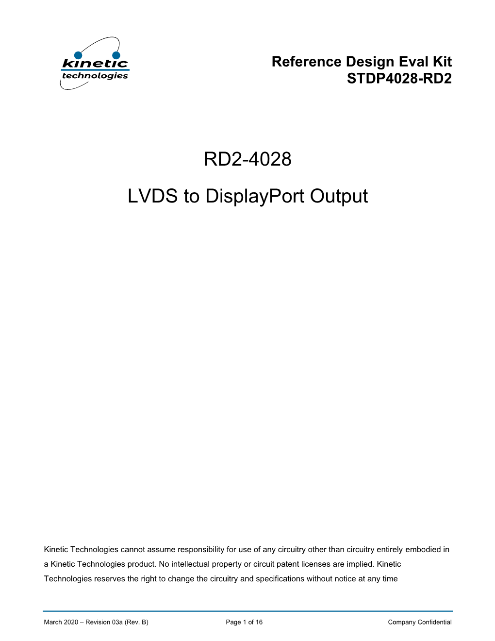 RD2-4028 LVDS to Displayport Output