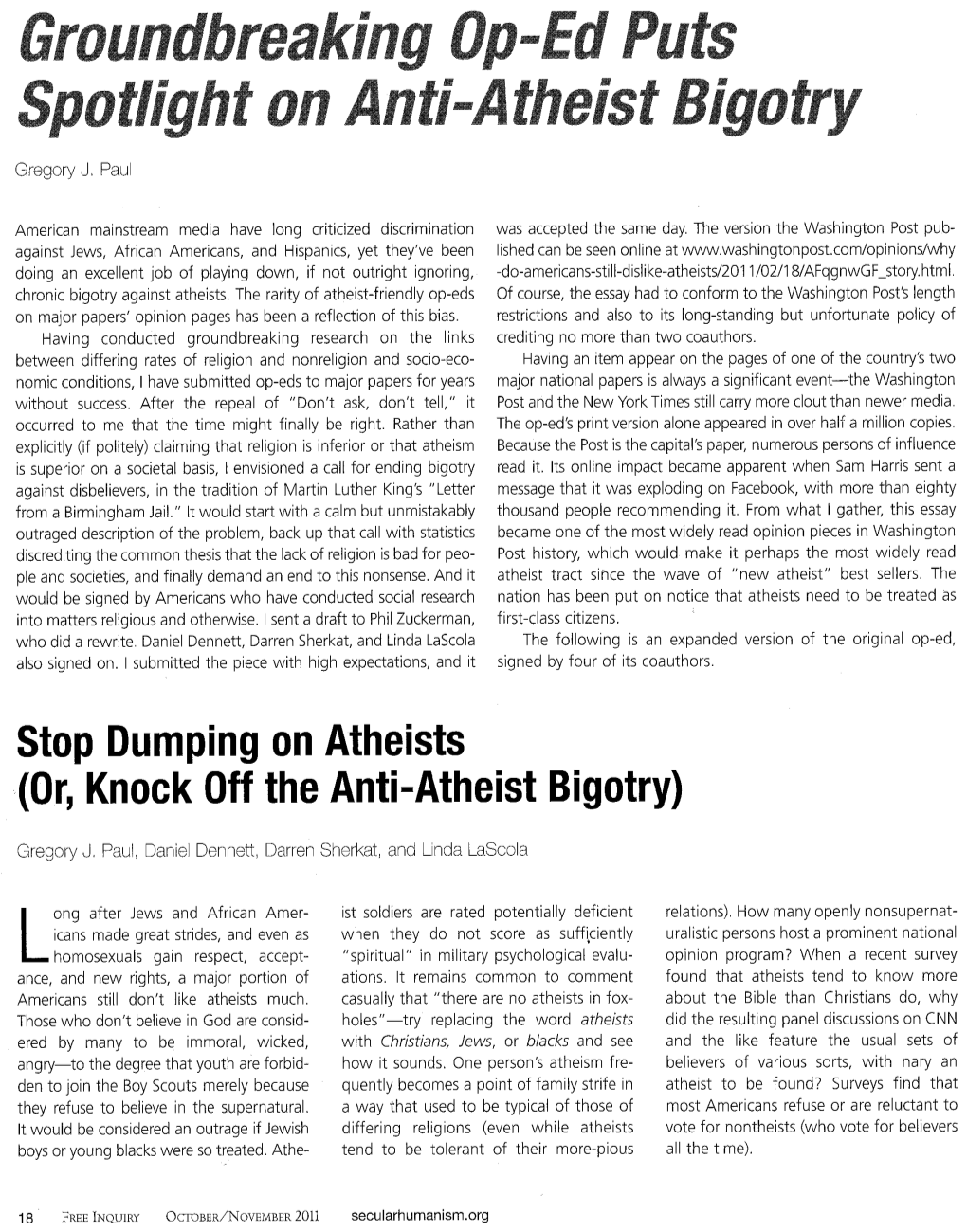 Stop Dumping on Atheists (Or,Knock Off the Anti-Atheist Bigotry)