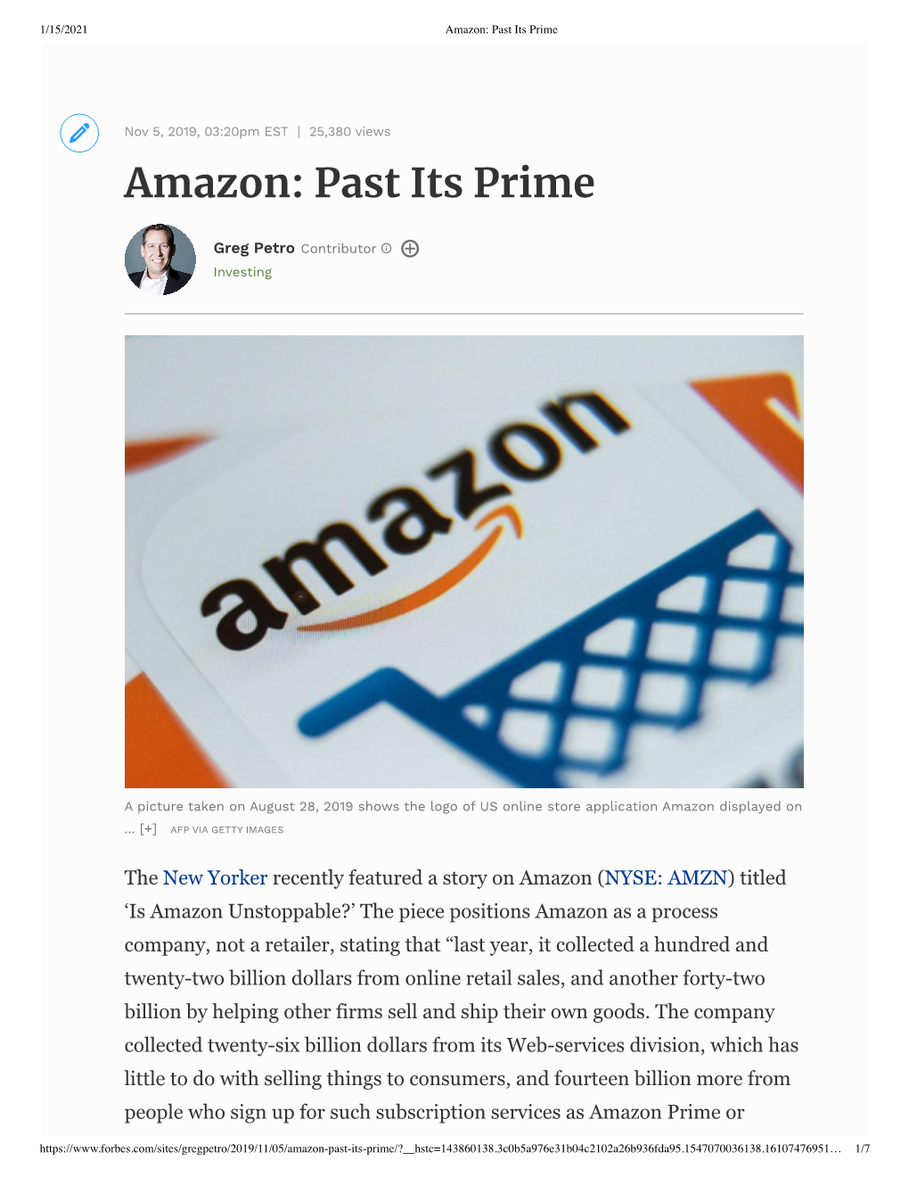 Amazon: Past Its Prime