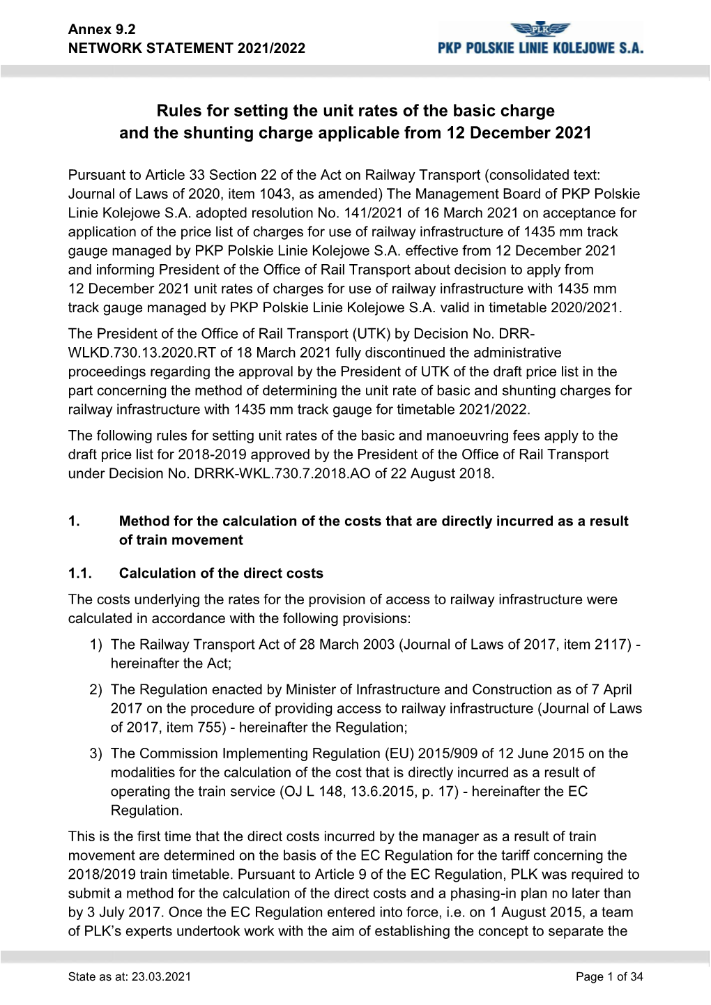 Annex 9.2 to Network Statement 2021/2022