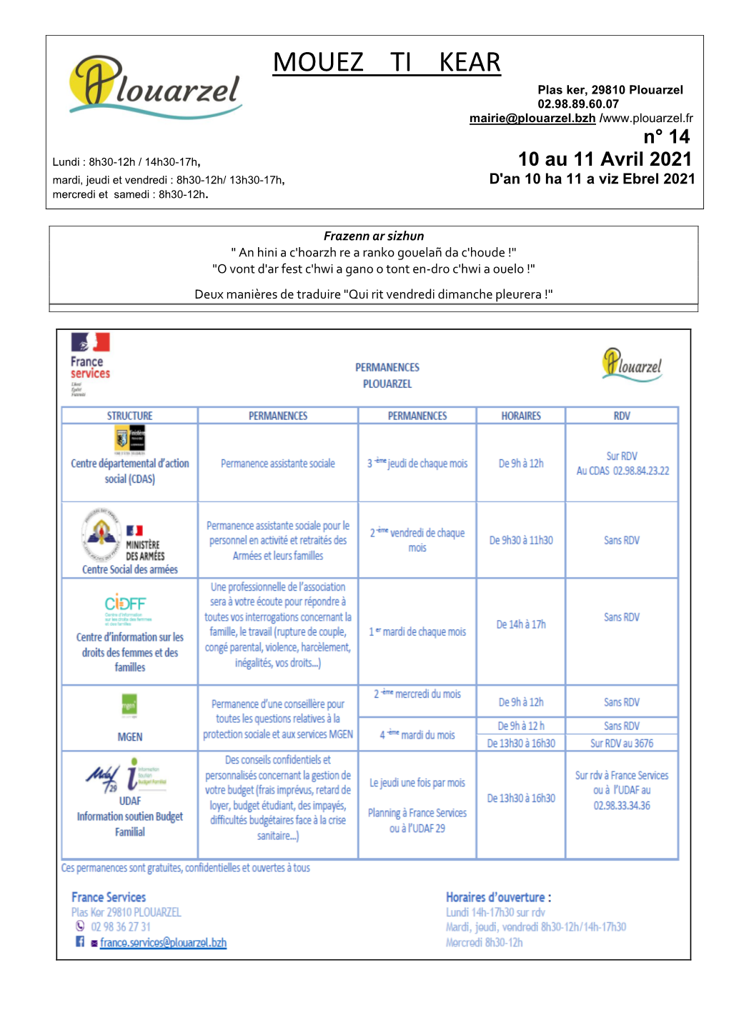 Bulletin Du 10 Et 11 Avril