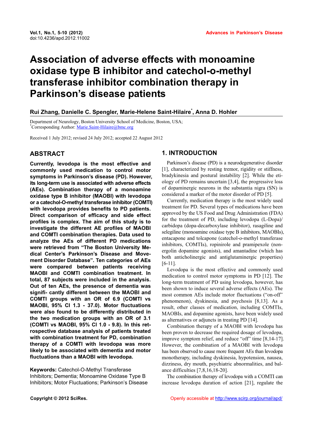 Association of Adverse Effects with Monoamine Oxidase Type B Inhibitor