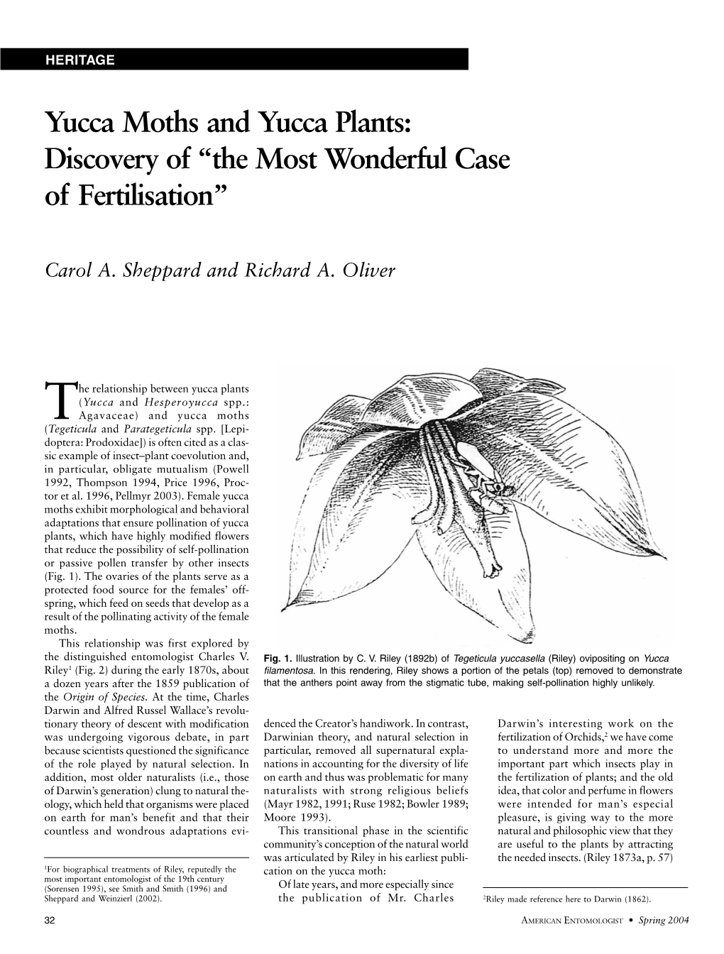 Yucca Moths and Yucca Plants: Discovery of “The Most Wonderful Case of Fertilisation”