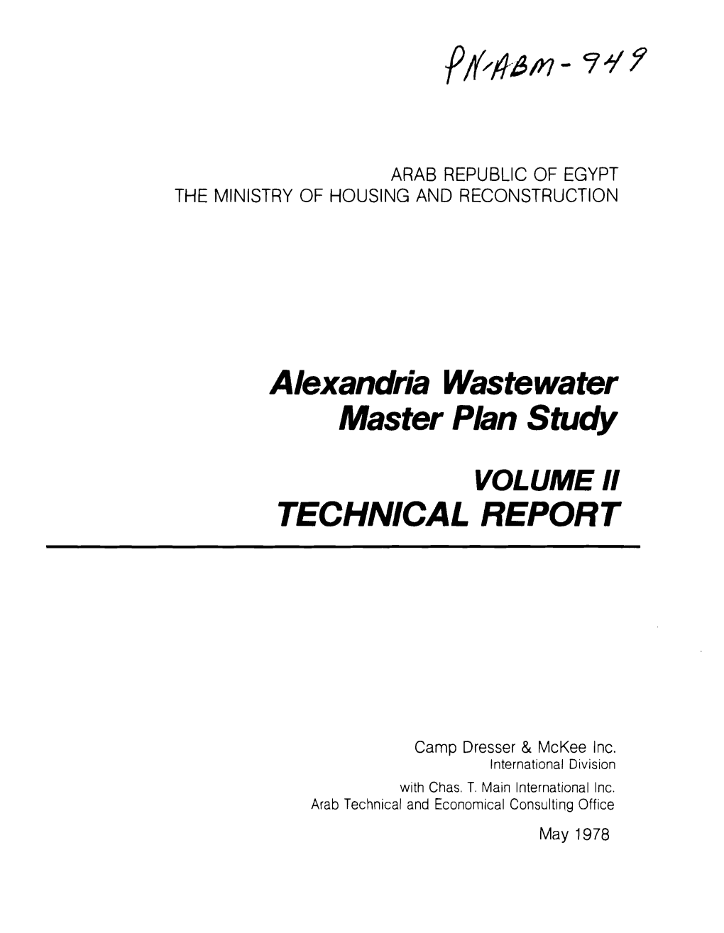 Alexandria Waste Water Master Plan Study TECHNICAL REPORT