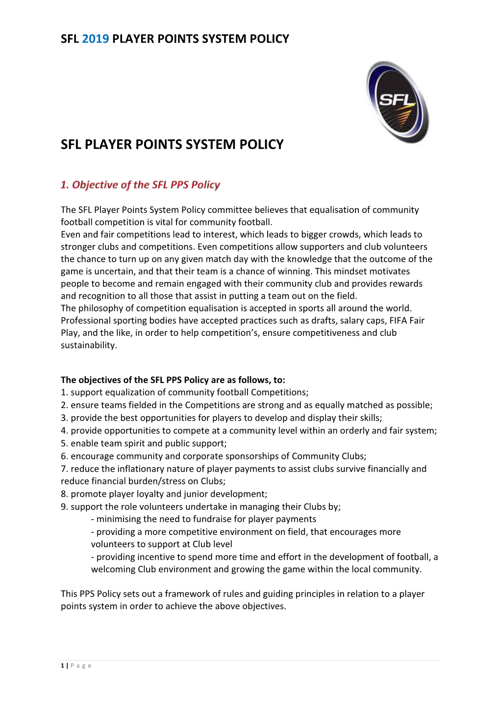 Sfl 2019 Player Points System Policy