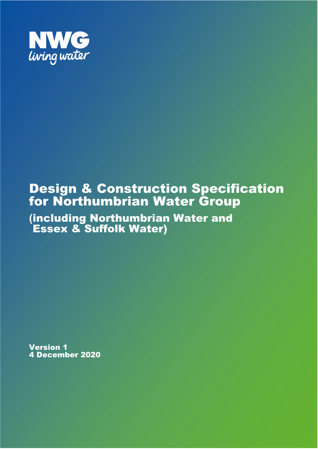 Design & Construction Specification for Northumbrian Water Group