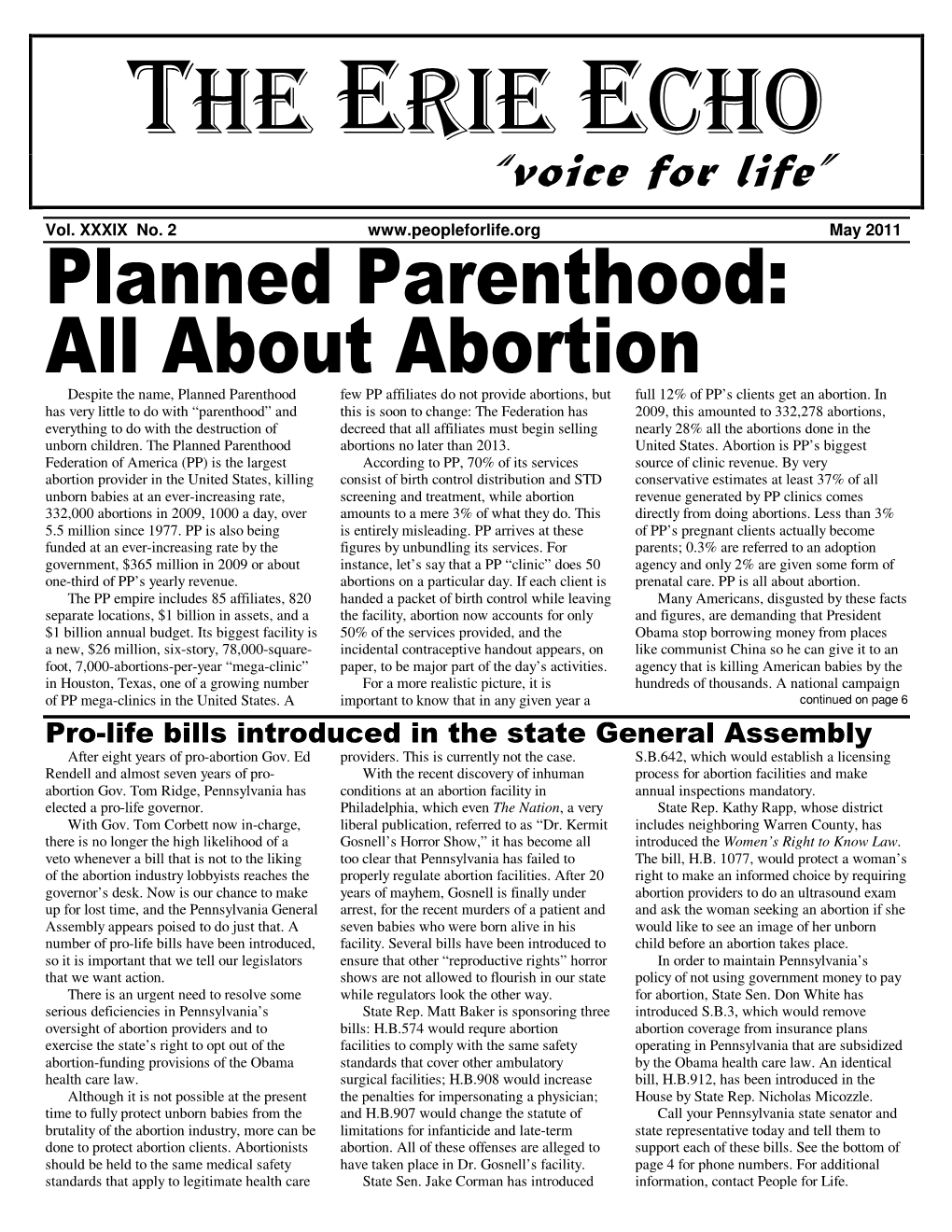 THE ERIE ECHO “Voice for Life”