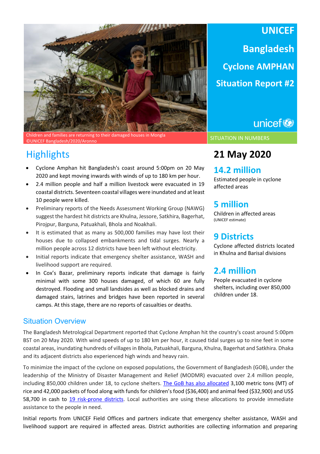 UNICEF Bangladesh Highlights 21 May 2020