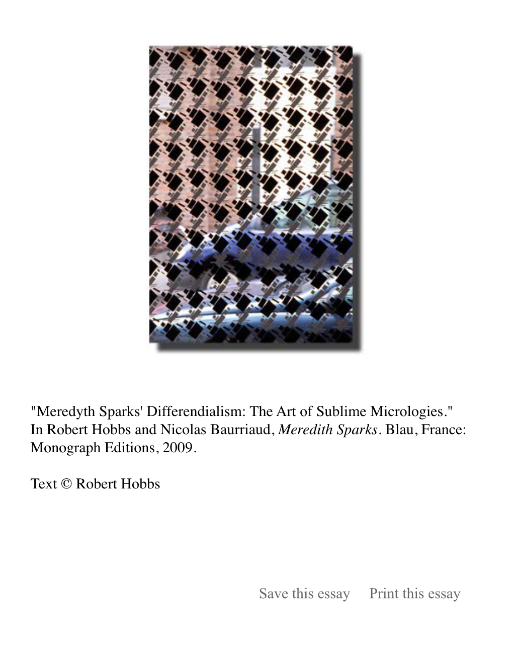 Meredyth Spark's Differendialism: the Art of Sublime Micrologies