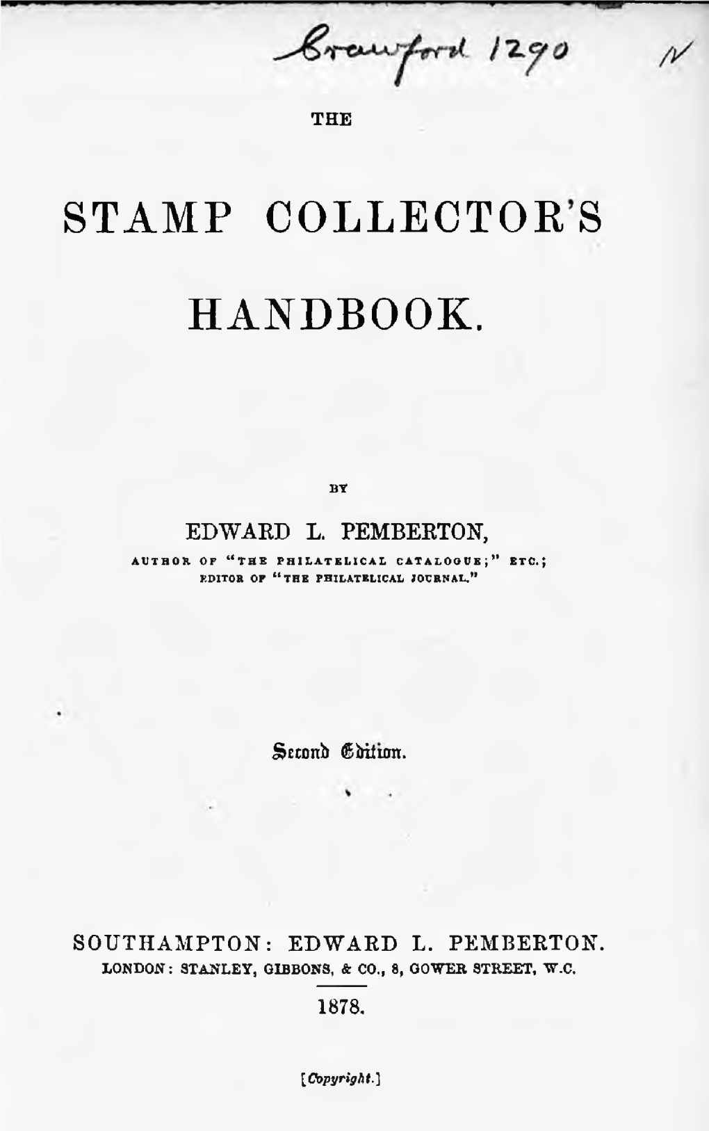 STAMP COLLECTORS HANDBOOK. 17 May, 1875