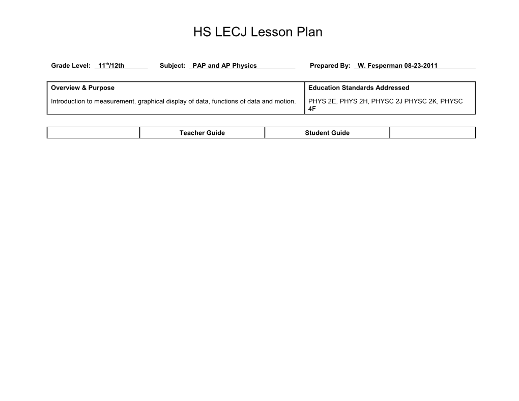 HS LECJ Lesson Plan