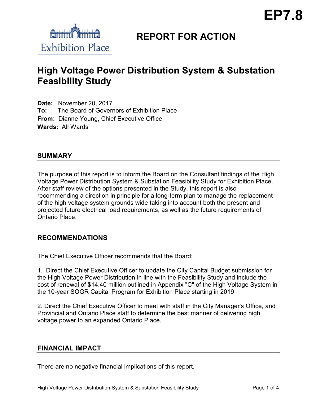 High Voltage Power Distribution System & Substation Feasibility Study