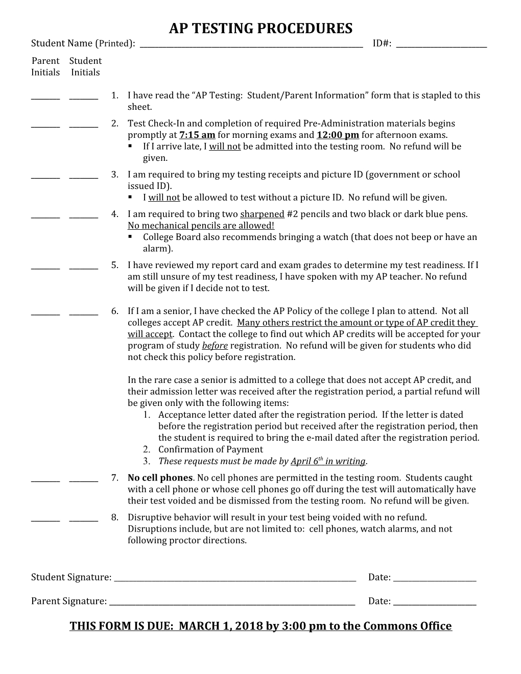 Ap Testing Procedures