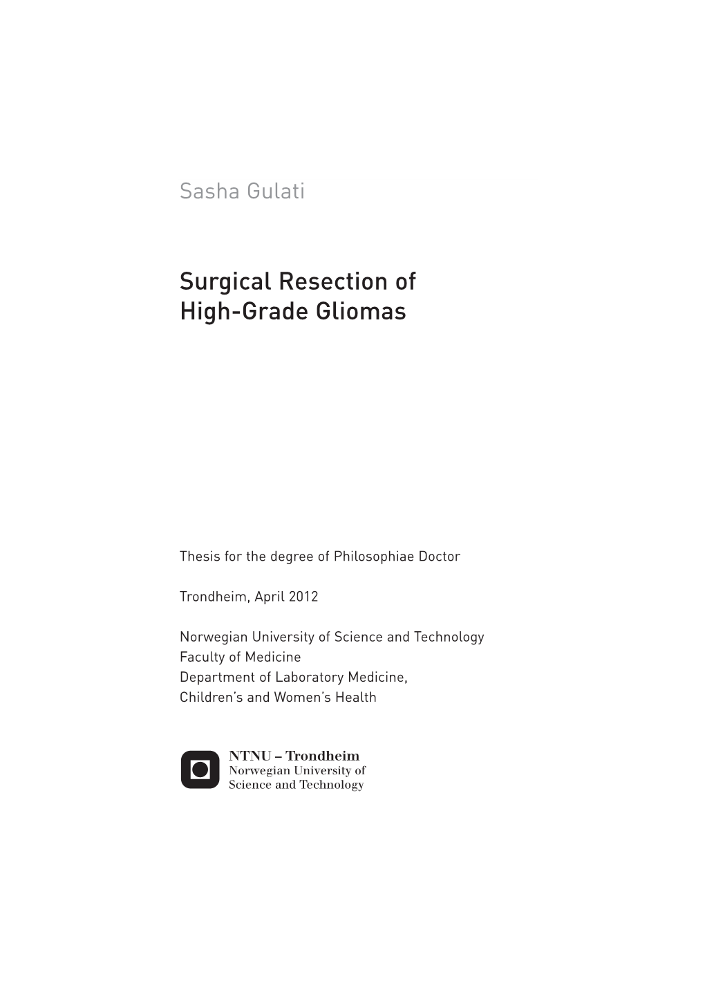 Surgical Resection of High-Grade Gliomas