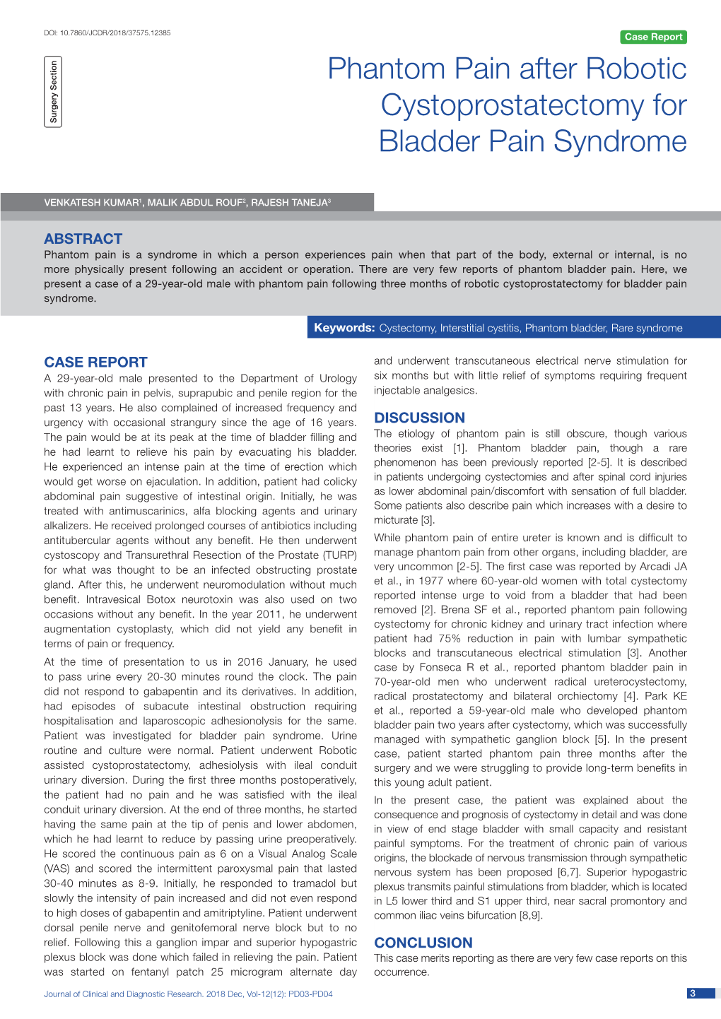 Phantom Pain After Robotic Cystoprostatectomy for Bladder Pain Syndrome