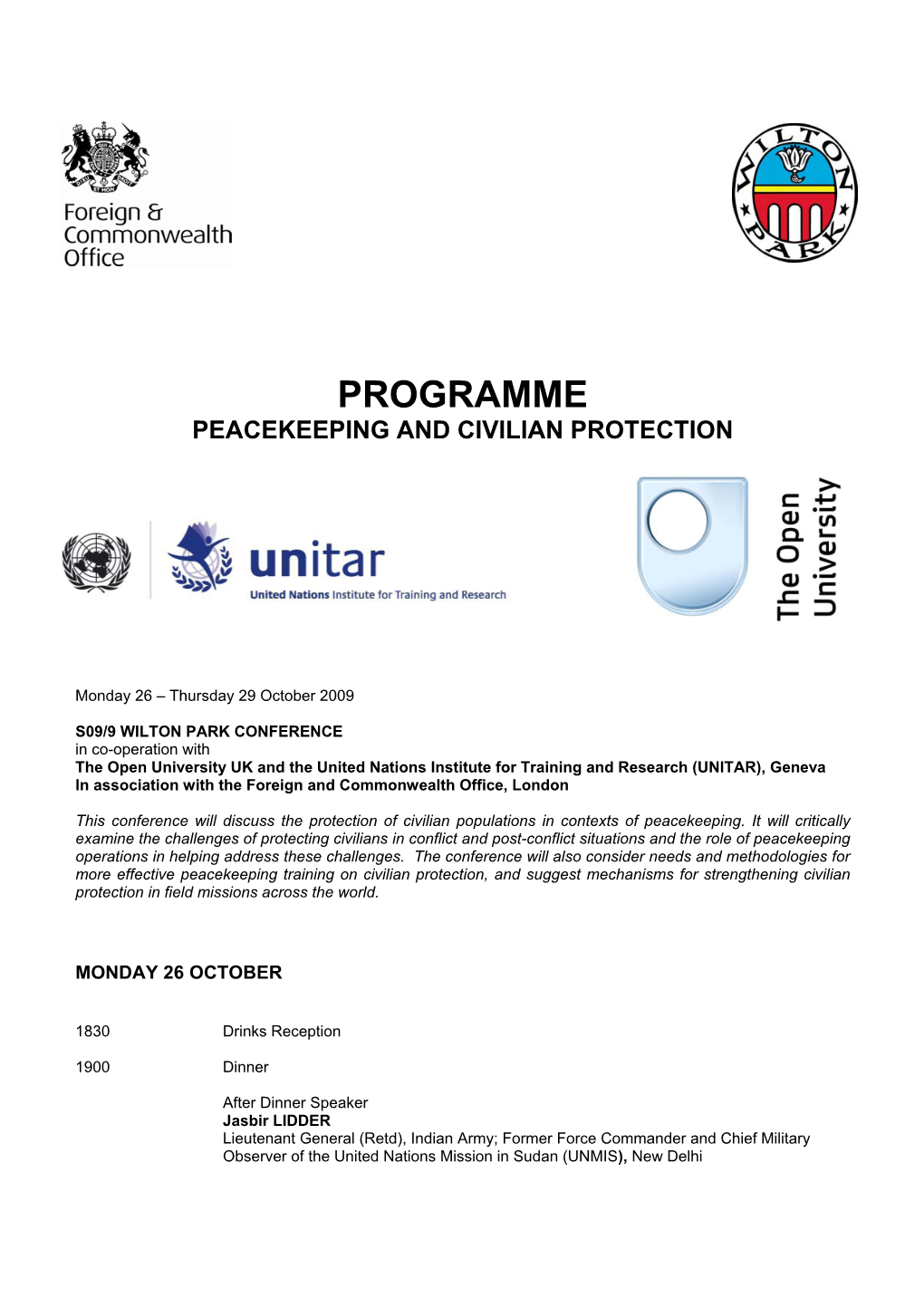 Programme Peacekeeping and Civilian Protection