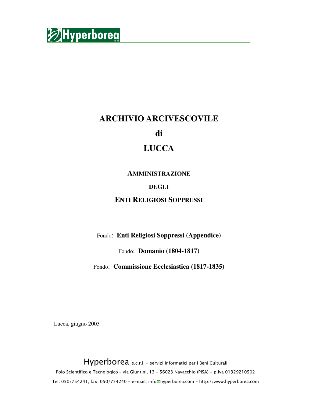 ARCHIVIO ARCIVESCOVILE Di LUCCA