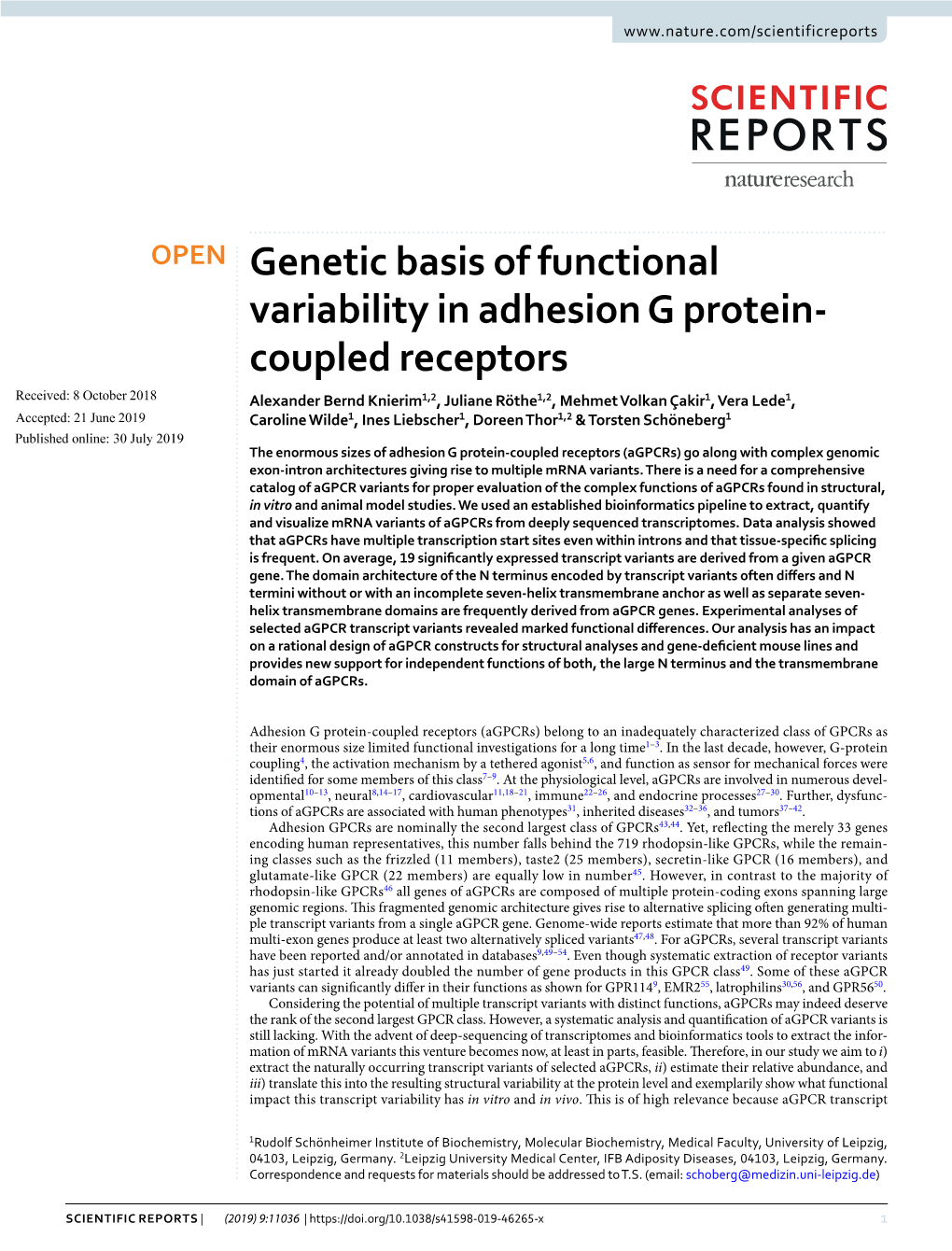 Genetic Basis of Functional Variability in Adhesion G Protein-Coupled