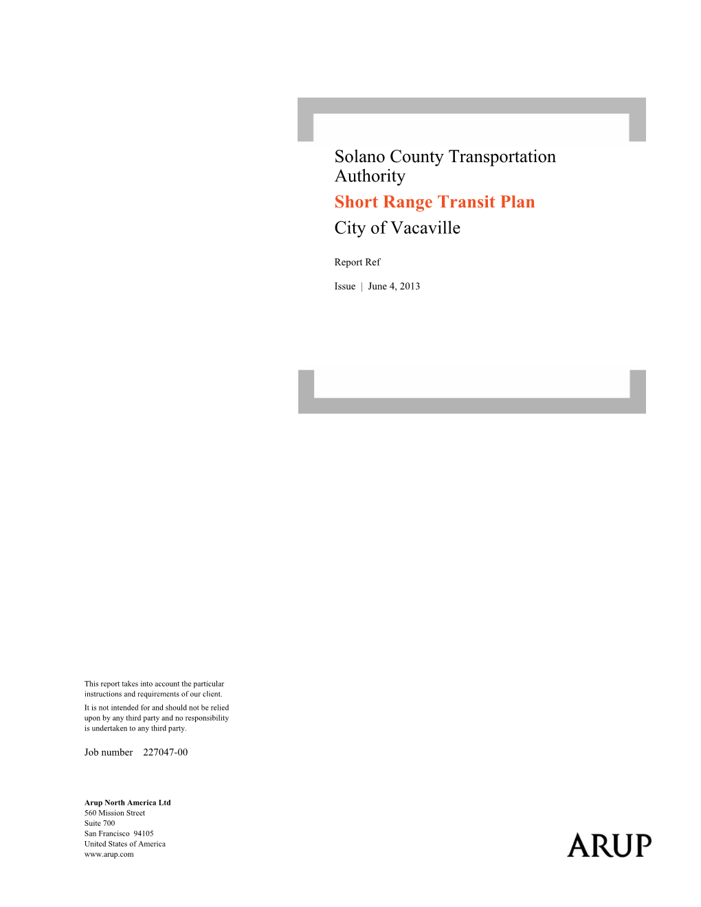 Solano County Transportation Authority Short Range Transit Plan City of Vacaville