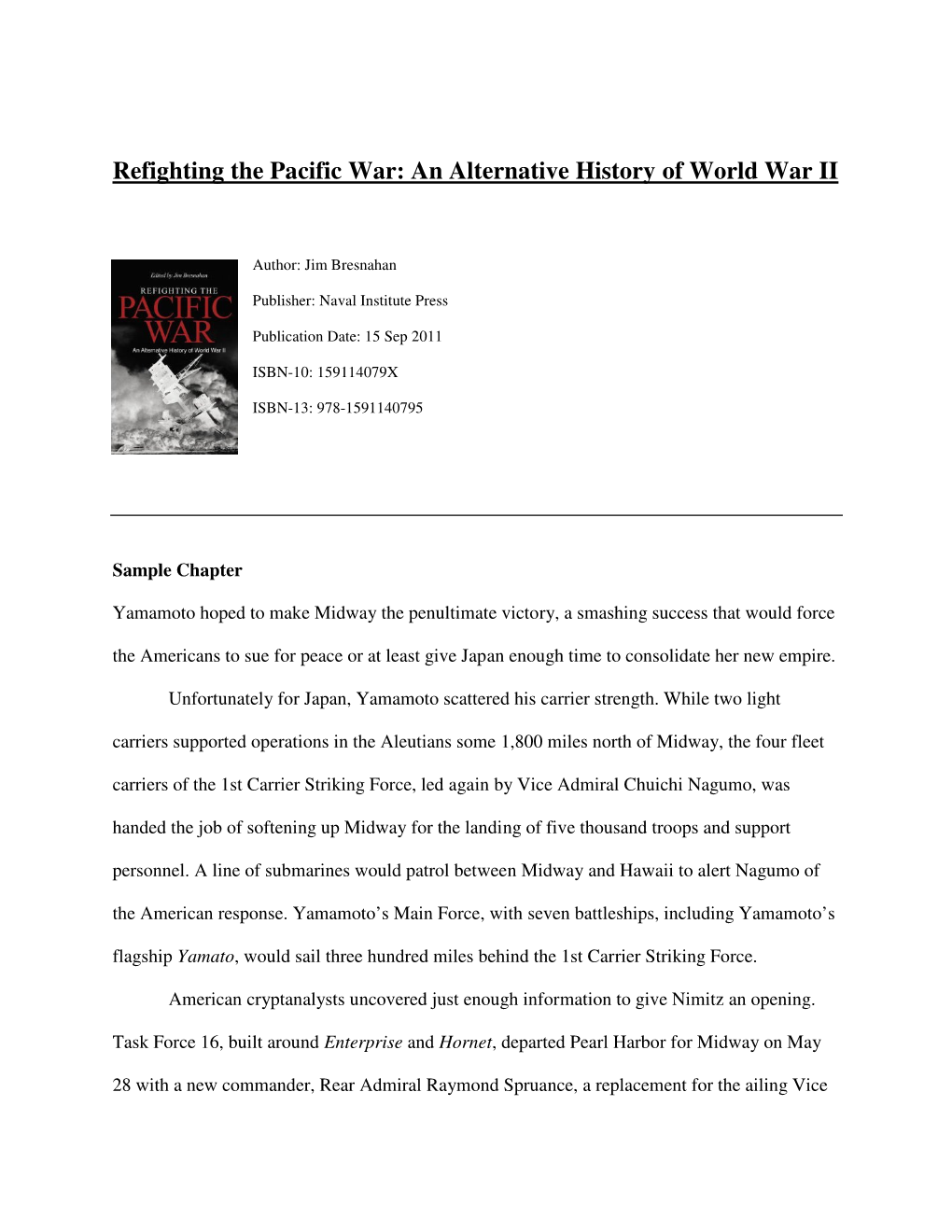 Refighting the Pacific War: an Alternative History of World War II