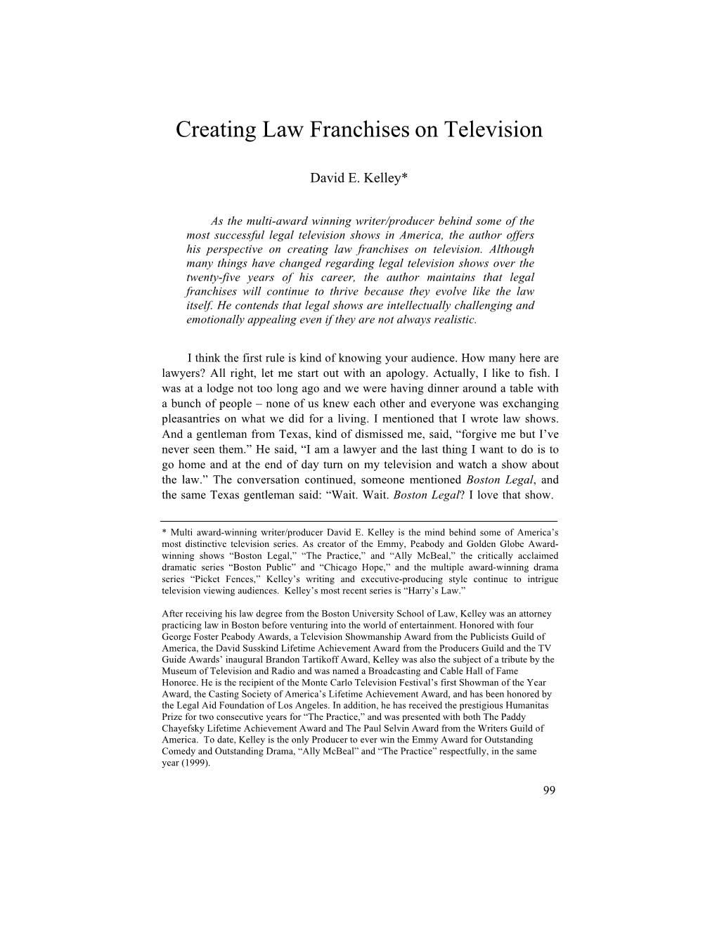 Creating Law Franchises on Television