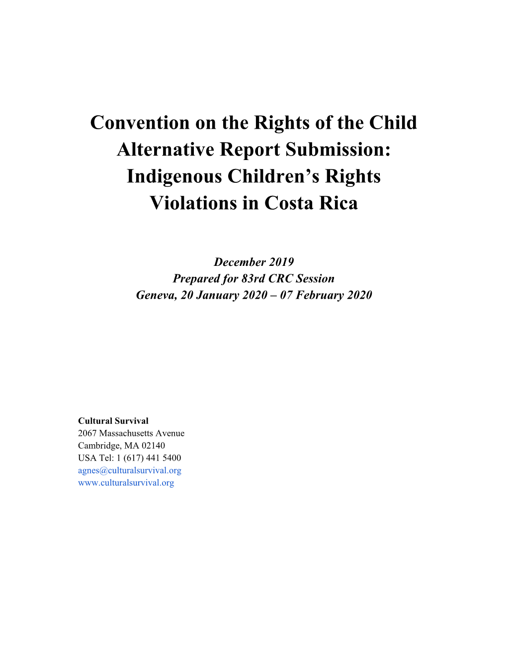 Indigenous Children's Rights Violations in Costa Rica